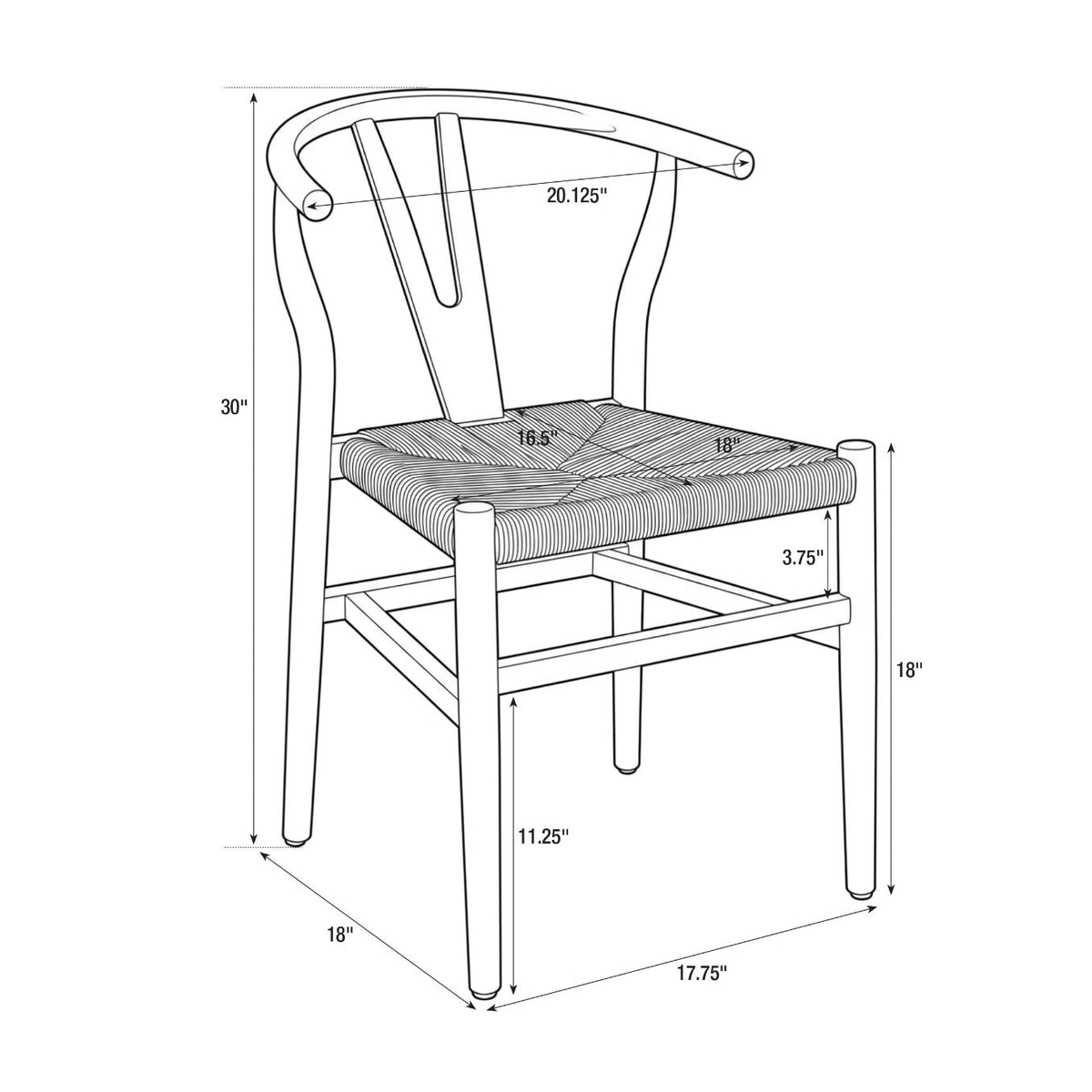 Natural Wood Wishbone Chair with Natural Rope Seat, Image 11