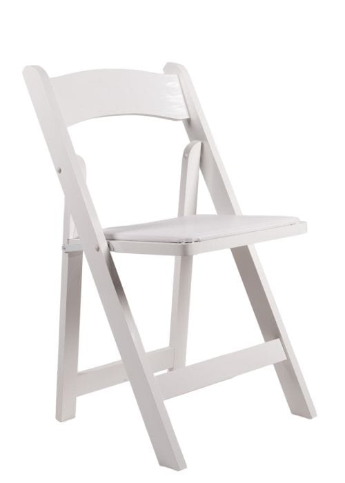 White ToughWood™ Folding Chair with White Cushion